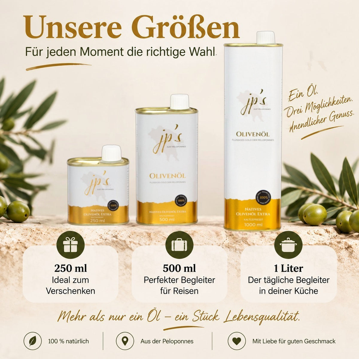 jp's Olivenöl – Familien Paket